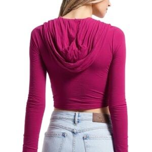 Express Pink Long Sleeve Crop Hoodie Size Small